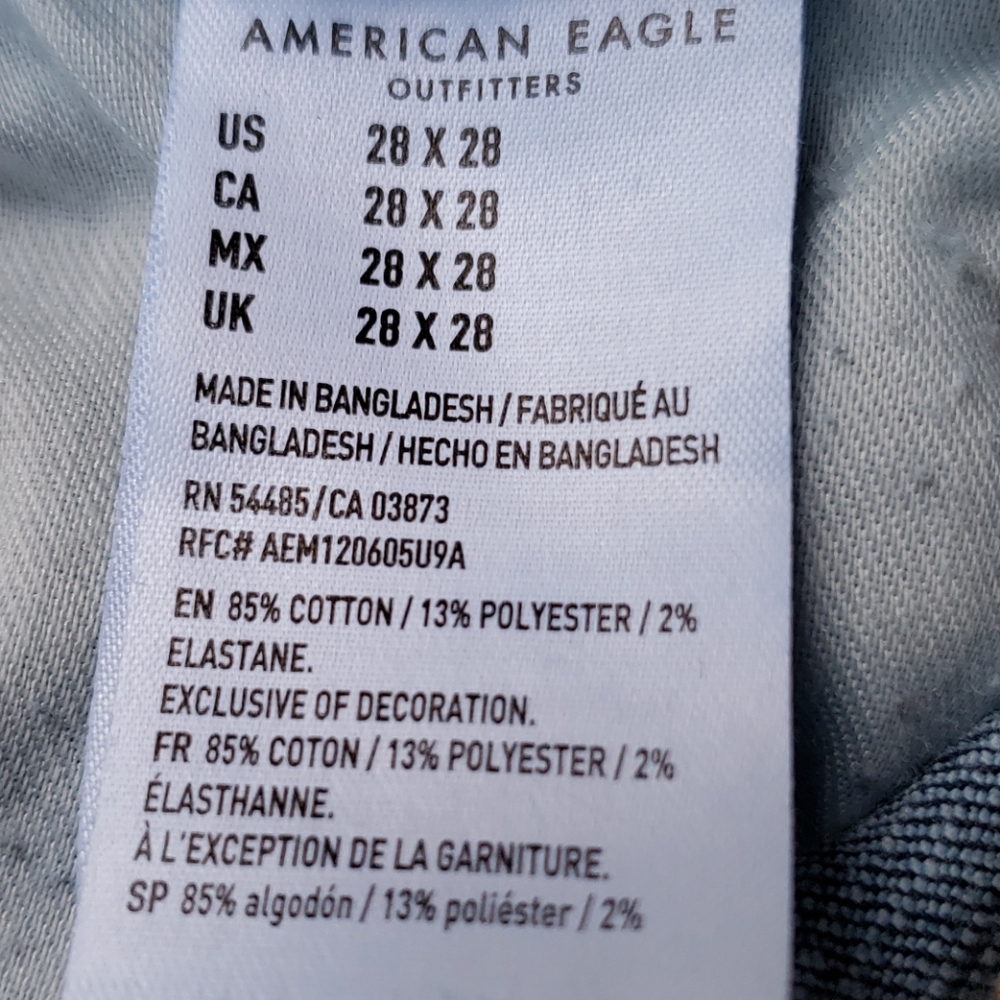 American Eagle Men's Slim Straight Stretch Jeans 27" Waist X 27" Inseam Length - Picture 9 of 12